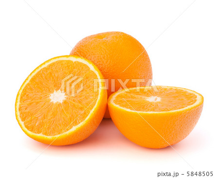Sliced orange fruit segments  isolated on white background 5848505