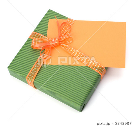 easter gift with greeting card isolated on white 5848907
