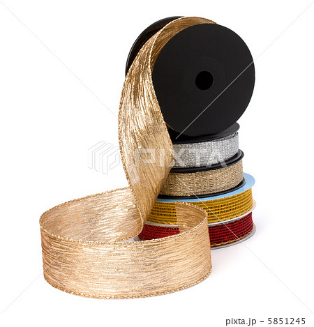 Festive ribbons stack isolated on white background Festive ribbons stack isolated on white background 5851245