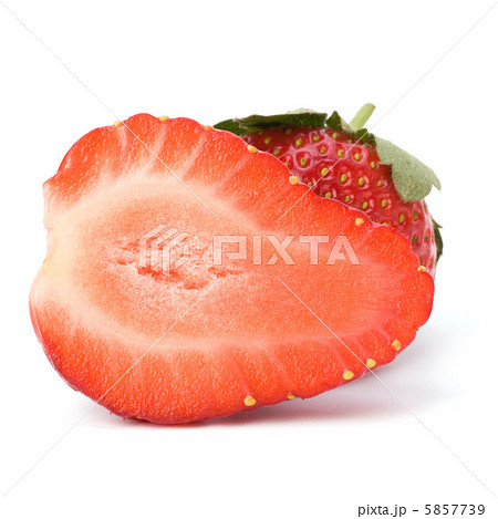 Halved strawberries isolated on white background 5857739