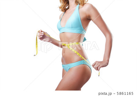 Young lady with centimetr in weight loss concept 5861165