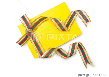 Envelope with colourful ribbon on white 5861629