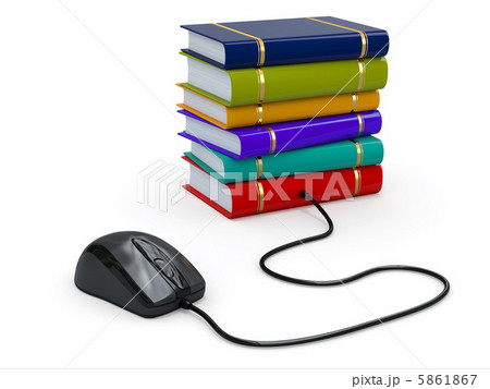Internet education. Books and computer mouse. 5861867