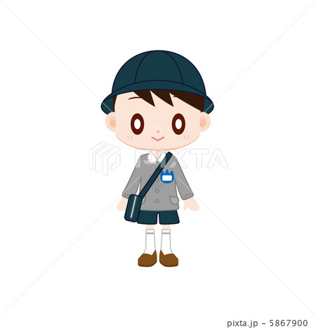 保育園児 男の子 紺色の帽子のイラスト素材
