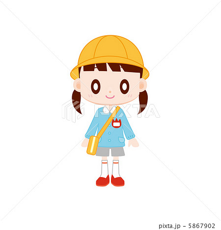 保育園児 女の子 黄色の帽子のイラスト素材