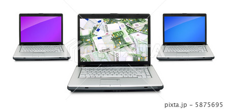 Open laptops with money Open laptops with money 5875695