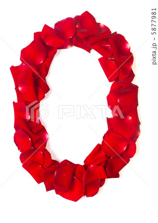 Letter O made from red petals rose on white 5877981