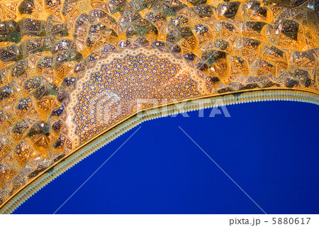 Architectural details of Imam Mosque at night, Isfahan, Iran 5880617