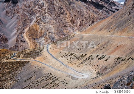 Road in Himalaya high mountain landscape. India, Ladakh. Sarchu 5884636