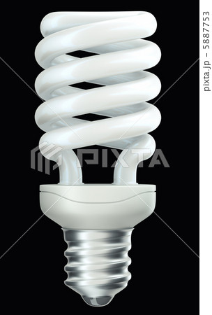 Energy efficient spiral light bulb isolated on black 5887753