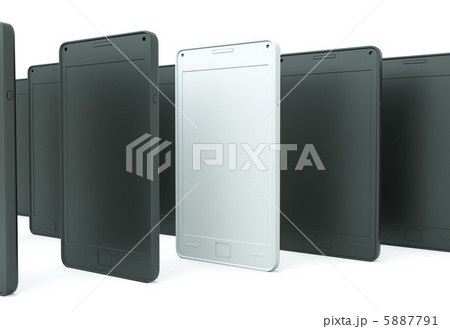 Choosing a smart phone: white cellphone among black 5887791