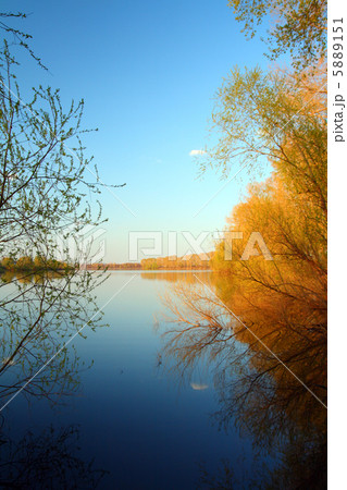 blue and yellow lake landscape blue and yellow lake landscape 5889151