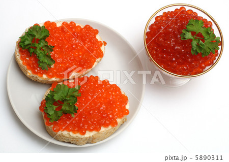 two sandwich with red caviar two sandwich with red caviar 5890311
