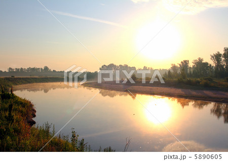 river landscape with sunrise river landscape with sunrise 5890605