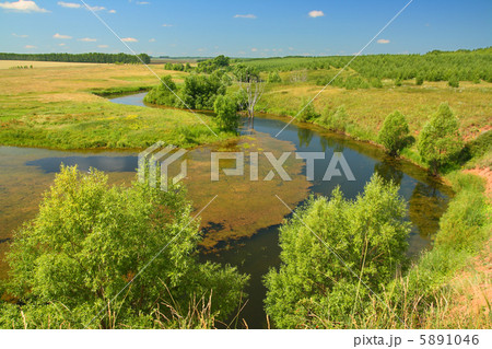 panoramic landscape with pond panoramic landscape with pond 5891046
