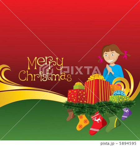 Christmas Card with Socks and Girl 5894595