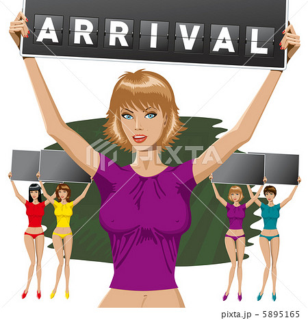 sexy woman with mechanical scoreboard letters 5895165