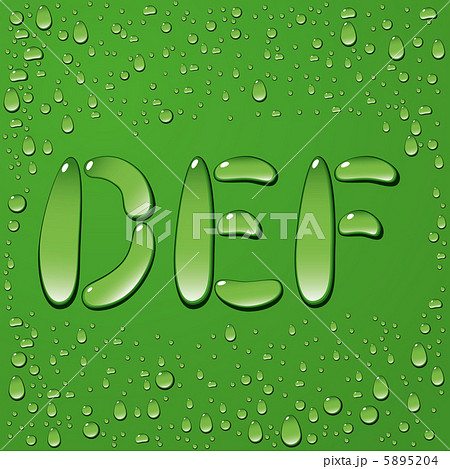 Water drop letters on green background 5895204
