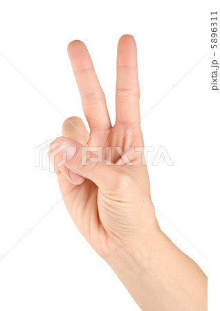 Hand simulating victory sign 5896311