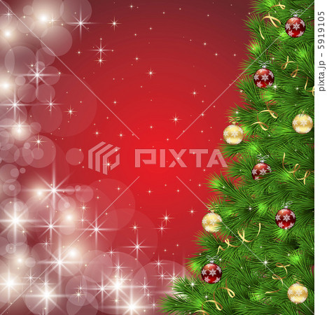 クリスマスツリーとイルミネーションの背景のイラスト素材