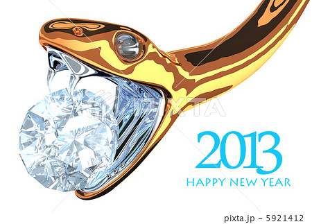 年賀状 巳年 Happy New Year 蛇とダイヤモンド ３のイラスト素材