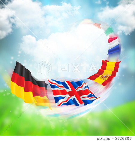 European flags flying against beautiful background. Internationa European flags flying against beautiful background. Internationa 5926809