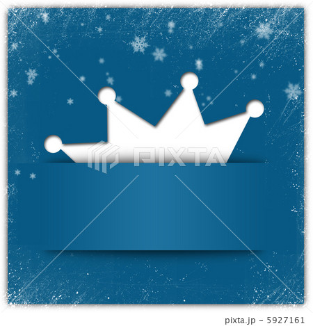 Blue winter style background with crown applique and snowflakes 5927161