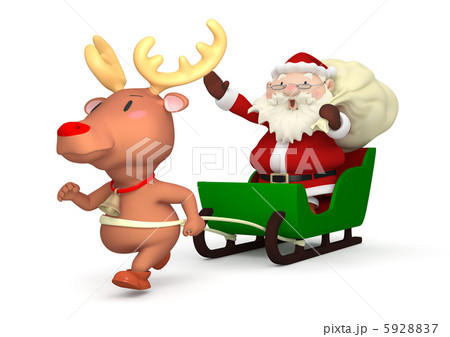 サンタさんとトナカイさんのイラスト素材 [5928837] - PIXTA