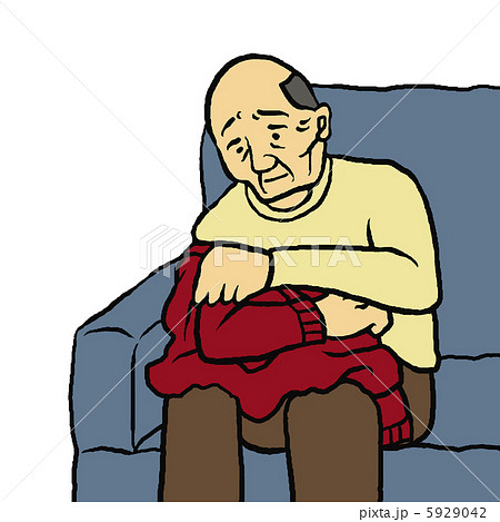 セーターを着替える男性高齢者のイラスト素材