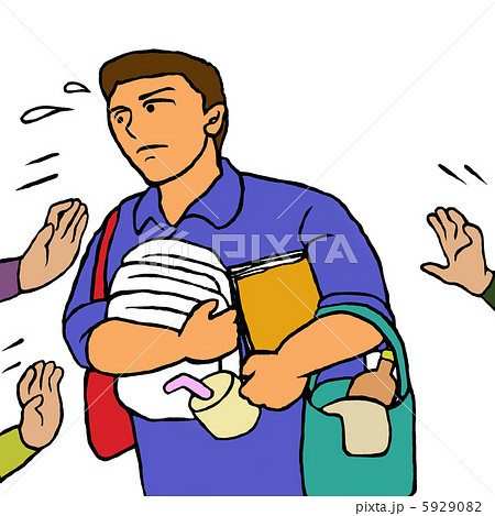 忙しそうに働く男性介護職員のイラスト素材