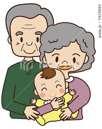 祖父母と孫のイラスト素材