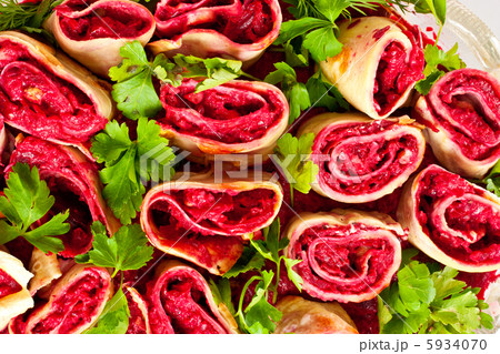 Vegetarian rolls on a dish 5934070