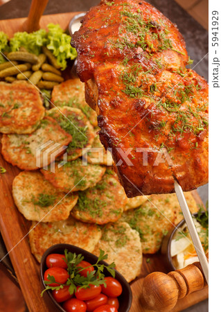 Roasted pork on the spit 5941929