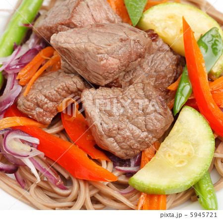 meat with vegetables and noodles meat with vegetables and noodles 5945721