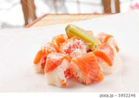 sushi with grapefruit in rice paper sushi with grapefruit in rice paper 5952246