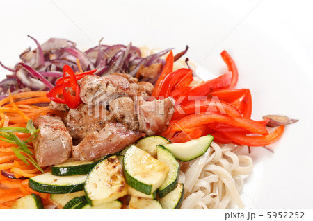 meat with vegetables and noodles meat with vegetables and noodles 5952252