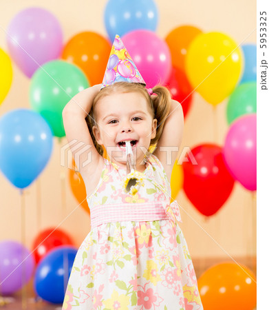 pretty joyful kid girl on birthday party 5953325
