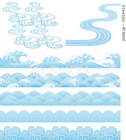 和風 波のイラスト素材