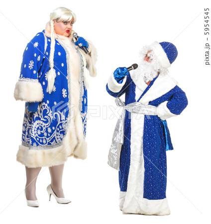 Travesty Actors Genre Depict Santa Claus and Snow Maiden 5954545