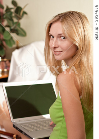 woman in bed with laptop woman in bed with laptop 5954656