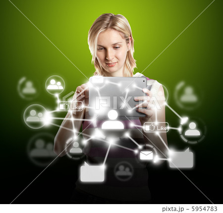 Businesswoman With Touch Pad in Social Network Businesswoman With Touch Pad in Social Network 5954783