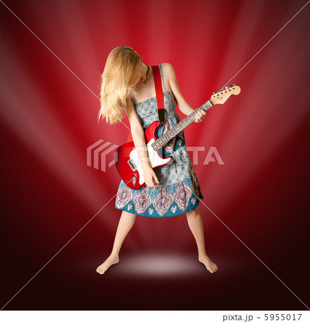 hippie girl with electric guitar 5955017