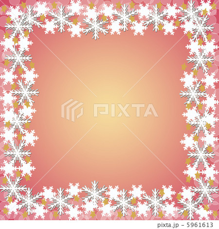 オレンジ色の背景と雪の結晶のフレーム 5961613