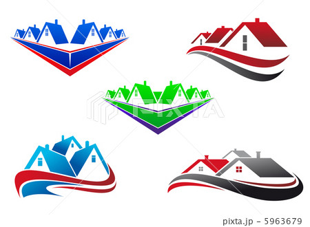 Real estate symbols - roofs and houses elements 5963679