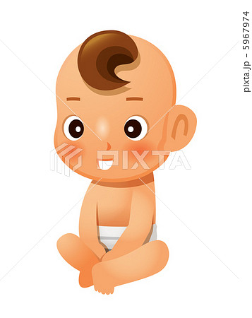 赤ちゃん［あぐら・笑顔］ 5967974