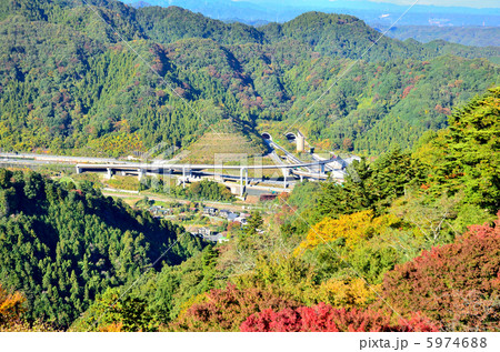 高尾山からの八王子jctの写真素材