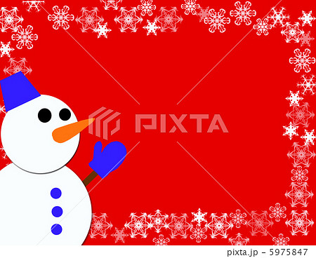 雪だるまのイラスト(赤横フレームあり) 雪だるまのイラスト(赤横フレームあり) 5975847
