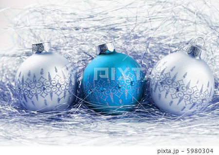 background from christmas balls with tinsel 5980304