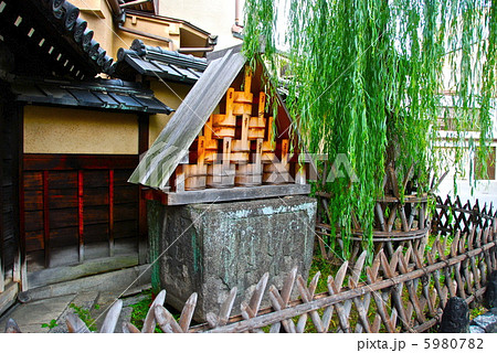 柳と天水桶（島原大門／京都市下京区西新屋敷町） 5980782