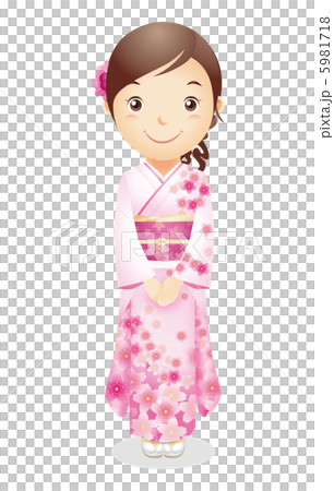 Female illustration of kimono figure 5981718